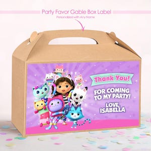 Personalized Gabby Dollhouse Gable Box Labels - Custom Birthday Party Decorations & Supplies | Printable Digital Download