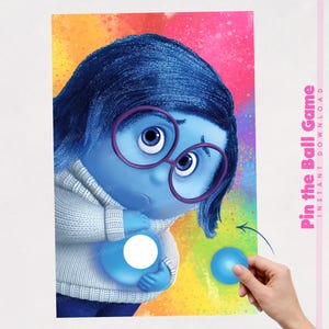 Pin the Ball on Inside Out Sadness, Printable Inside Out 2 Poster Birthday Party Game for Kids - Instant Download