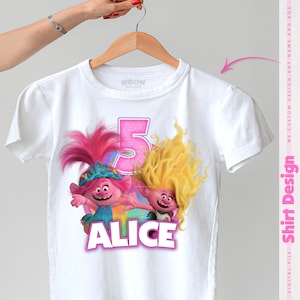 Trolls Poppy and Viva Birthday Girl Shirt Design | Printable PNG DIY Trolls Birthday Party Digital Download