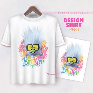 Diseño de camiseta de Trolls Band Together Tinny Diamond Brother, Trolls PNG, descarga instantánea para camiseta de cumpleaños para niños