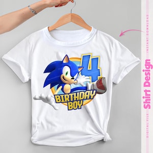 Sonic Geburtstag PNG - 4. Geburtstag Junge Shirt Design | Sofort Download für Sonic Party Shirts