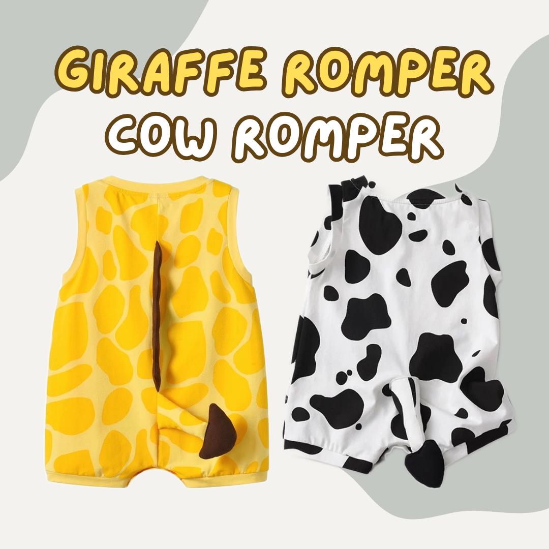 Giraffe Romper Cow Romper for infants toddlers summer vest romper baby bodysuits birthday gift animal costumes zoo outfits Halloween costume