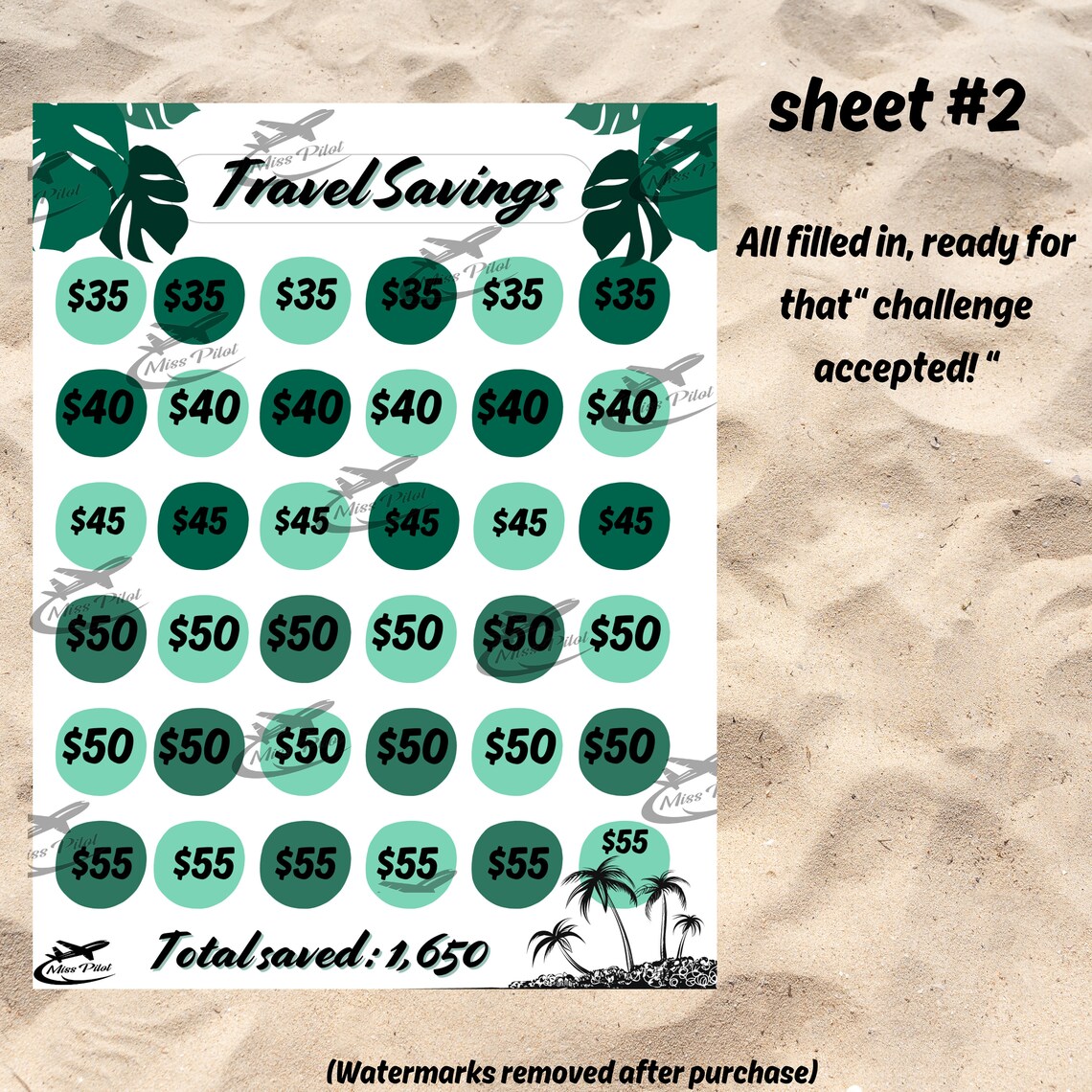 Printable Travel Saving Challenge Sheets - Etsy