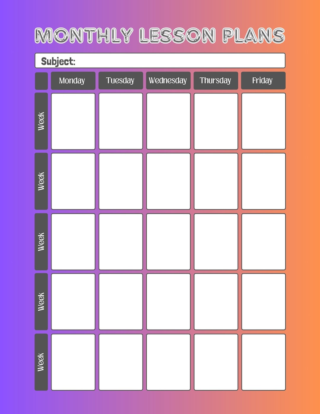 Monthly Lesson Plan Lesson Plan School Homeschool Lesson Planner ...