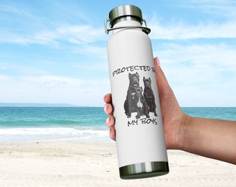 Custom Pet Portrait Water Bottle - Reusable Copper Bottle - Eco-Friendly 22oz Outdoor Drinkware for Pet Lovers Personalized Photo + Name