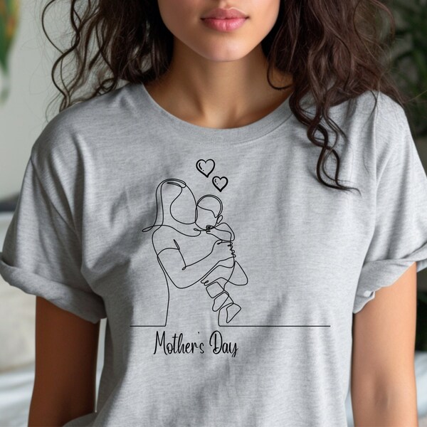 Mothers Hugs Baby Line Art Shirt, Mothers Love Silhouette Tee, Mom Gift, Mothers Day Tshirt, Mama Crewneck, Tee For Women, Cute Mom Presents