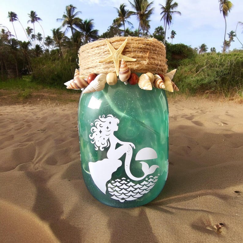 SirensSong101 Mermaid Overlooking Ocean Jar - Thumbnail 5