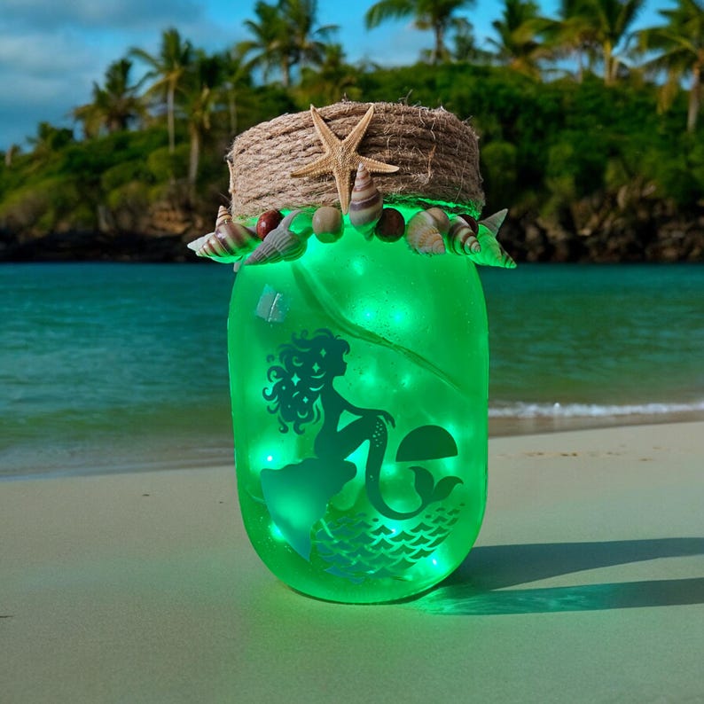 SirensSong101 Mermaid Overlooking Ocean Jar