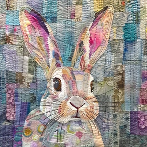 Lapin de Pâques aquarelle Clip Art 4 JPG Mix Media carte faisant des Invitations collage Journal indésirable papier numérique Artisanat Bookscrapping 301