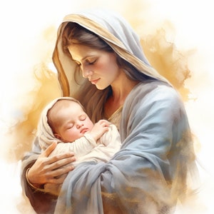 Vierge Marie et l'enfant Jésus Clip Art 4 JPG Mix Media carte faisant des Invitations Collage Junk Journal Digital Paper Craft Bookscrapping - 572