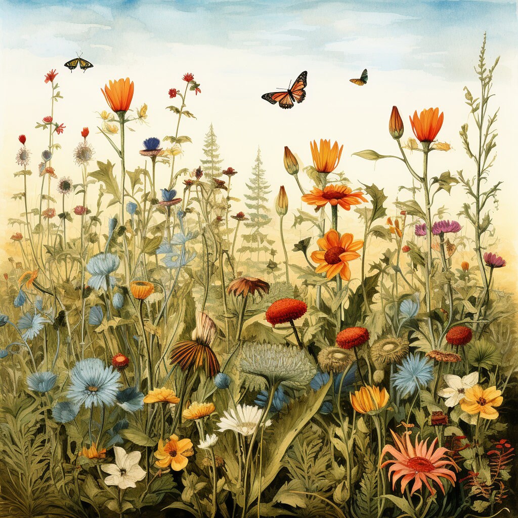 Flowers and Birds Watercolor Clip Art 4 JPG Mix Media Card Making ...