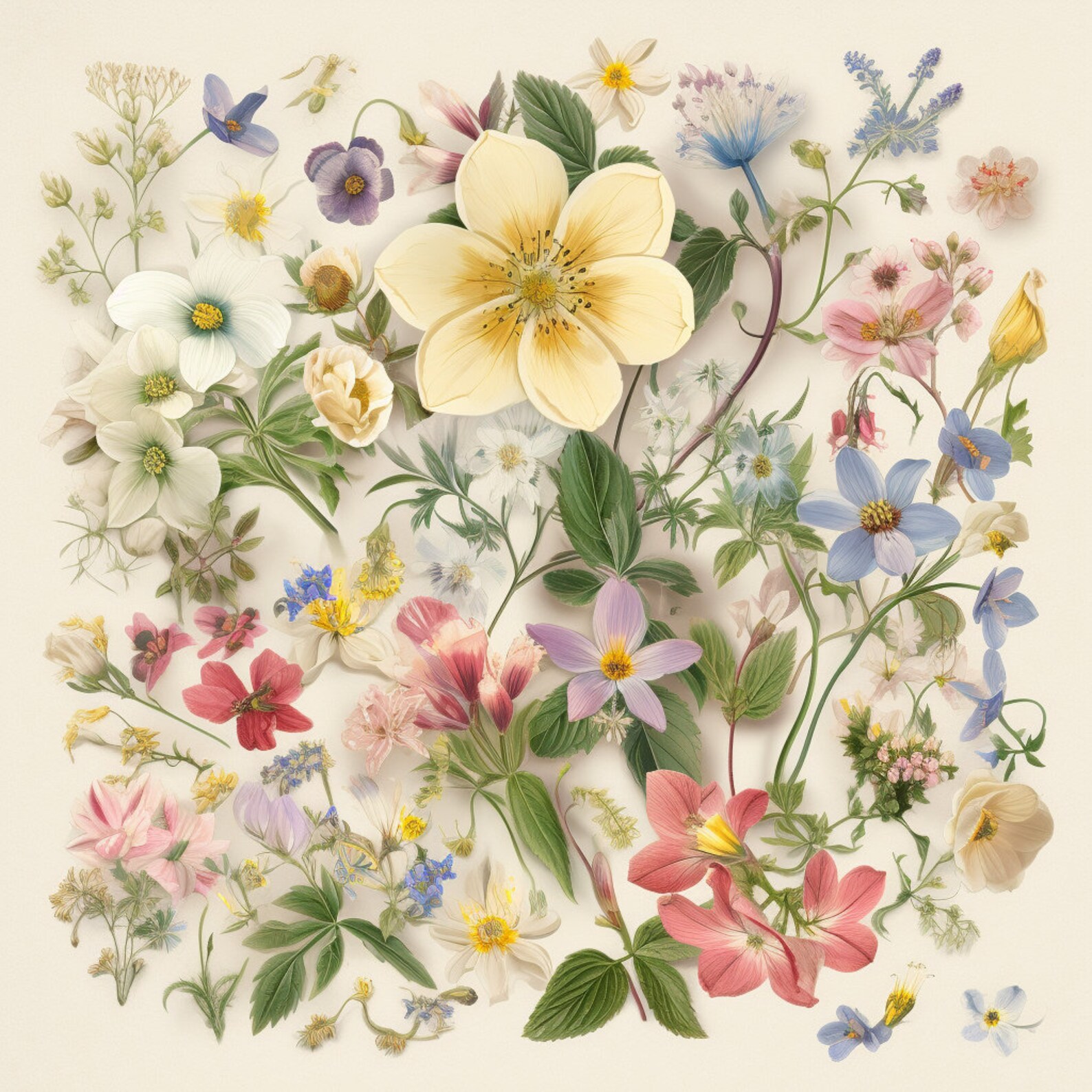 Beautiful Flowers Watercolor Clip Art 4 JPG Mix Media Card Making ...