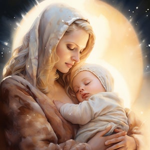 Vierge Marie et l'enfant Jésus Clip Art 4 JPG Mix Media fabrication de cartes Invitations Collage Junk Journal Digital Paper Craft Bookscrapping - 463
