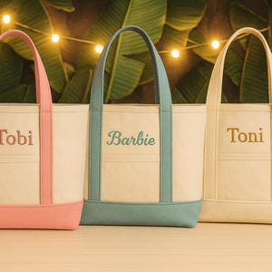 Embroidered Canvas Tote Bag, Custom Name Christmas Gift, Large Gift Tote for  Bridesmaid, Wedding, Birthday, Custom Shopping Bag, BCS301