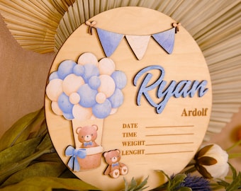 Baby Announcement Sign With Birth Stats, Wood Sign for Name Reveal, Baby Name Reveal, Personalized 3D Baby Name Sign by BriCraftSign