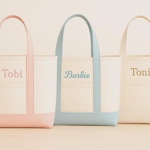 Personalized Embroidered Canvas Tote Bag – Custom Name Bag, Large Gift Tote for Bridesmaid, Teacher, Wedding, Birthday, Travel BCSTB01