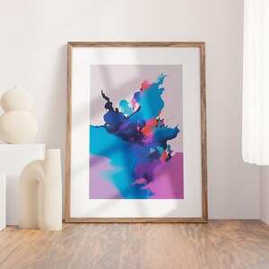 Colorful Modern Art Expressionism Painting, Abstract Fine Art Giclee Print, Dynamic Colorful Modern Art Giclée Print, Blue Pink Red Artwork