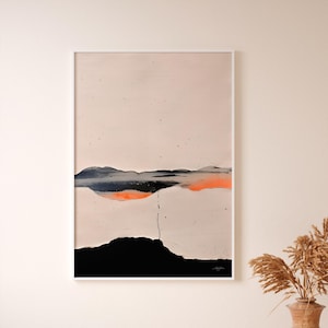 Abstract Landscape Art Print: Neutral Wabi Sabi Japandi Giclée
