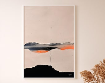 Abstract Landscape Art Print: Neutral Wabi Sabi Japandi Giclée