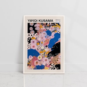Yayoi Kusama Plakat, Abstrakte Kunst Kusama Blumen Druck Japan Wandkunst, Yayoi Kusama inspirierte Galerie Wandkunst, Pop Art Blumen