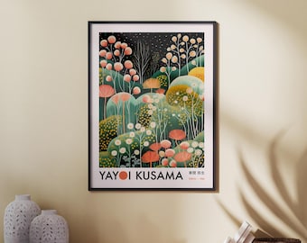 Yayoi Kusama Plakat, Abstrakte Kunst Kusama Blumen Druck Japan Wandkunst, Yayoi Kusama inspirierte Galerie Wandkunst, Pop Art Blumen
