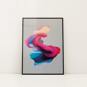 Abstract Fine Art Giclee Print, Fluid Colorful Modern Art Flow Painting, Expressionism Art Giclée Print, Liquid Blue Pink Purple Art