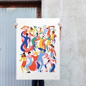 Tanz Poster, tanzende Menschen Druck, abstrakte Tanz Illustration, tanzende Körper, Modern Grafik Design Illustration, buntes Party Poster