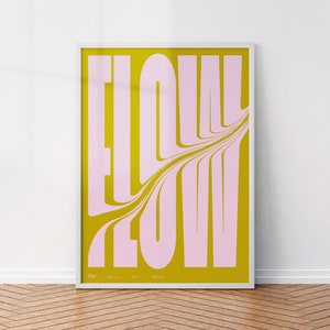 Cartaz de tipografia Flow | Ilustração de fonte | Impressão de arte de parede com letras em negrito | Decoração de tipo rosa dourado | Arte de parede gráfica minimalista | Decoração de quarto