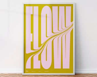 Flow Typography Art Print: Pink & Gold Minimalist Decor