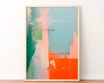 Vibrant Abstract Art Print - Modern Minimalist Wabi Sabi Wall Decor