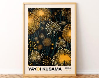 Yayoi Kusama Plakat, Abstrakte Kunst Kusama Blumen Druck Japan Wandkunst, Yayoi Kusama inspirierte Galerie Wandkunst, Pop Art Blumen