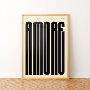 AMORE Typography Poster | Graphic Design Poster | Font Illustration | Bold Letter Wall-Art Print | Amore Type Design | LOVE Wall Art