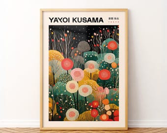 Yayoi Kusama Plakat, Abstrakte Kunst Kusama Blumen Druck Japan Wandkunst, Yayoi Kusama inspirierte Galerie Wandkunst, Pop Art Blumen