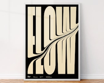 Flow Typografie Kunstdruck: Moderne, minimalistische Buchstaben als Wanddeko