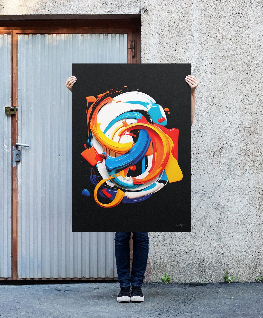 Graphic Design Poster, Modern Art Graffiti Flow Painting, Abstract ...