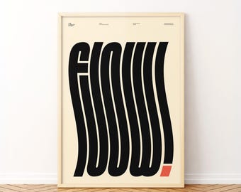 FLOW Typography Print: Bold Minimalist Graphic Design Wall Art