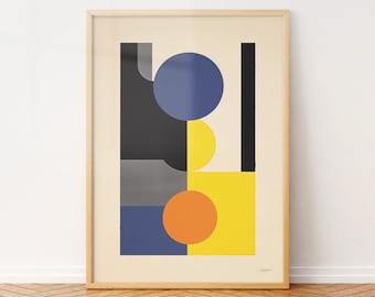 Poster Bauhaus: stampa retrò geometrica, arte murale astratta in stile moderno di metà secolo