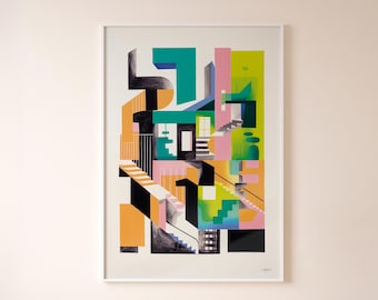 Bauhaus Architecture Print: Geometric Modern Art Poster