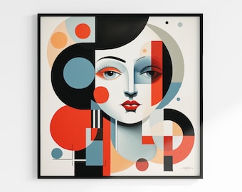 Bauhaus Portrait Print: Mid Century Modern Geometric Art