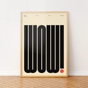 Wow Typografie Poster | Grafikdesign Plakat | Moder Design Schrift Illustration | Schrift Wall-Art | Black Red Type Design | Minimal Art