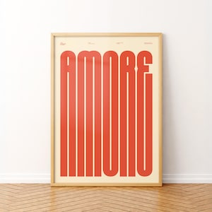 AMORE Typography Poster | Graphic Design Poster | Font Illustration | Bold Letter Wall-Art Print | Amore Type Design | LOVE Wall Art