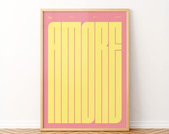 AMORE Typography Poster: Bold LOVE Typedesign Wall Art Print