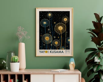 Yayoi Kusama Plakat, Abstrakte Kunst Kusama Blumen Druck Japan Wandkunst, Yayoi Kusama inspirierte Galerie Wandkunst, Pop Art Blumen