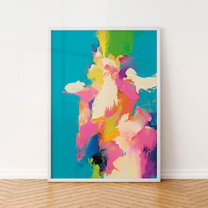 Abstract Fine Art Giclee Print, Dynamic Colorful Modern Art Painting, Expressionism Art Giclée Print, Flowing Blue Pink Purple Green Art