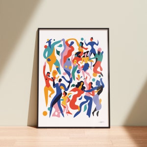 Tanz Poster, tanzende Menschen Druck, abstrakte Tanz Illustration, tanzende Körper, Modern Grafik Design Illustration, buntes Party Poster