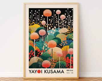 Yayoi Kusama Plakat, Abstrakte Kunst Kusama Blumen Druck Japan Wandkunst, Yayoi Kusama inspirierte Galerie Wandkunst, Pop Art Blumen