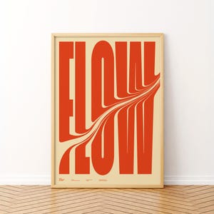 Pôster de tipografia Flow | Pôster de design gráfico | Impressão de arte de parede com letras em negrito | Design de tipografia vermelha em negrito | Pôster Flow | Arte de parede gráfica minimalista