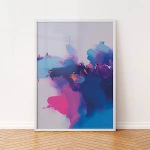 Abstract Fine Art Giclee Print, Colorful Modern Art Expressionism Painting, Contemporary Art Giclée Print, Blue Pink Purple Art