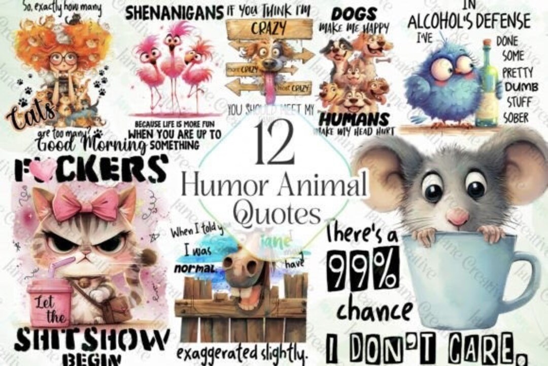 Humor Animal Quotes Sublimation Clipart - Etsy