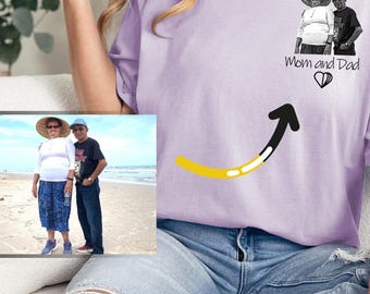 Confort Colors  Camisa Personalizada Antigua de Foto y nombre de Mama Y Papa,  Regalo para  ella o el, regalo  Dia de la Madre o del Padre.